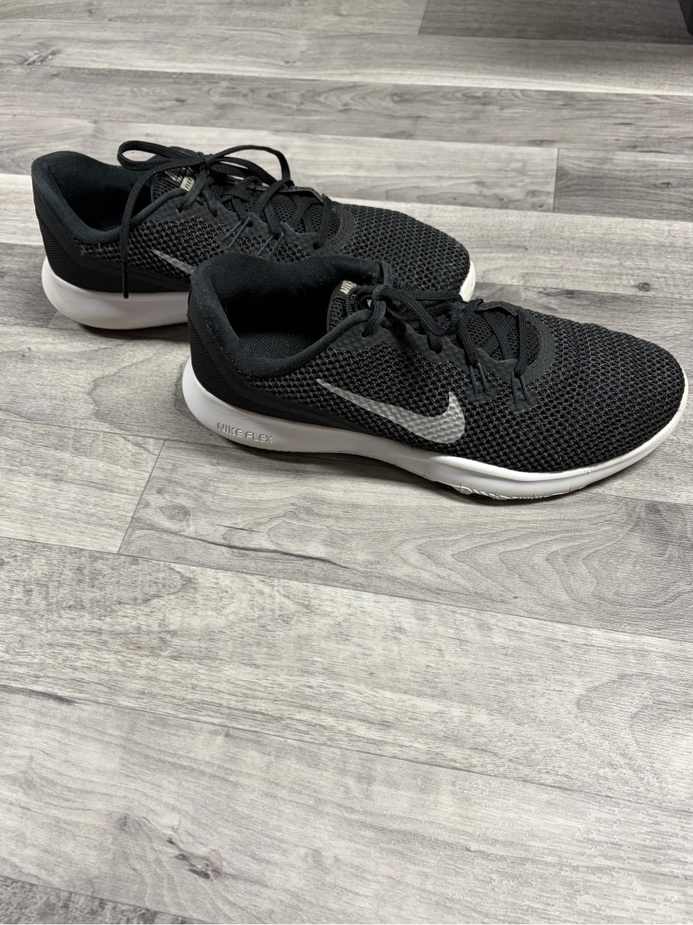 Nike Women's Black Mesh Trainers with White Swoosh